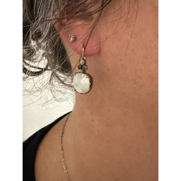 Vintage Pandora Earrings, Sincerity Silver, Mother of Pearl Earrings .925 Silver - Picture 2 of 3